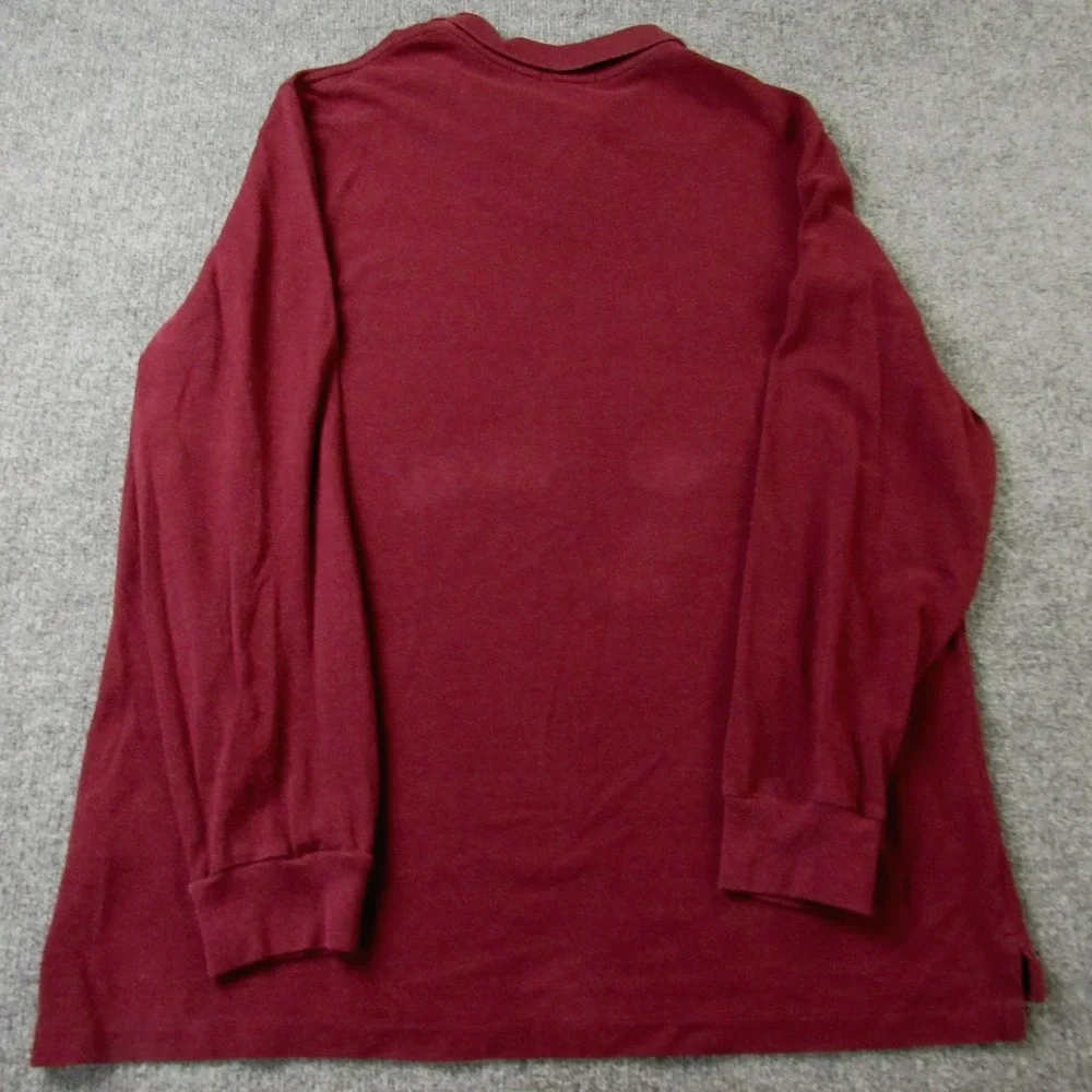 Polo Ralph Lauren Polo Shirt Men XL Burgundy Long Sleeve Embroidered Pony Preppy